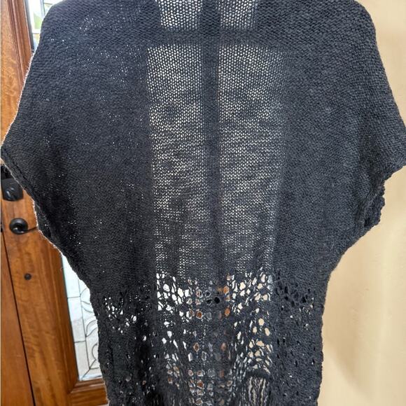 Hollister Elegant Charcoal Fringe Cardigan Sweater - Picture 5 of 5